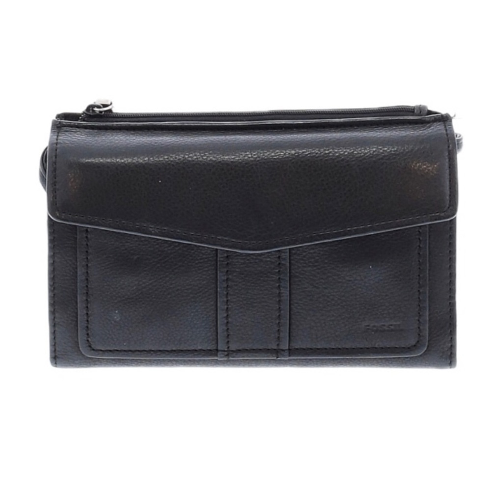 Vintage Fossil Black Soft Leather Crossbody Bag